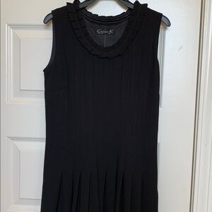 Celine K Elegant Pleated Black Sleeveless Dress
